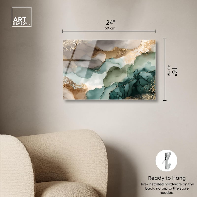 Golden Estuary I Acrylic by Art Remedy, Ready to Hang