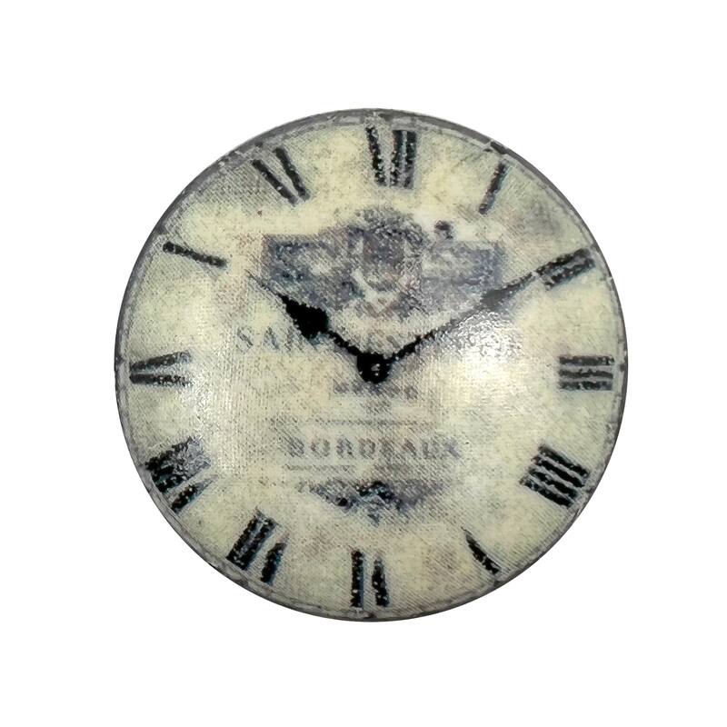 HomeRoots Set of Six Black And White Clock Face Ceramic Drawer Pull Knobs - 1.50 in. x 1.00 in. x 1.50 in.