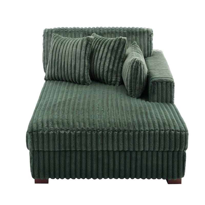 42" W Plush Corduroy Upholstered Chaise Lounge Sleeper for Living
