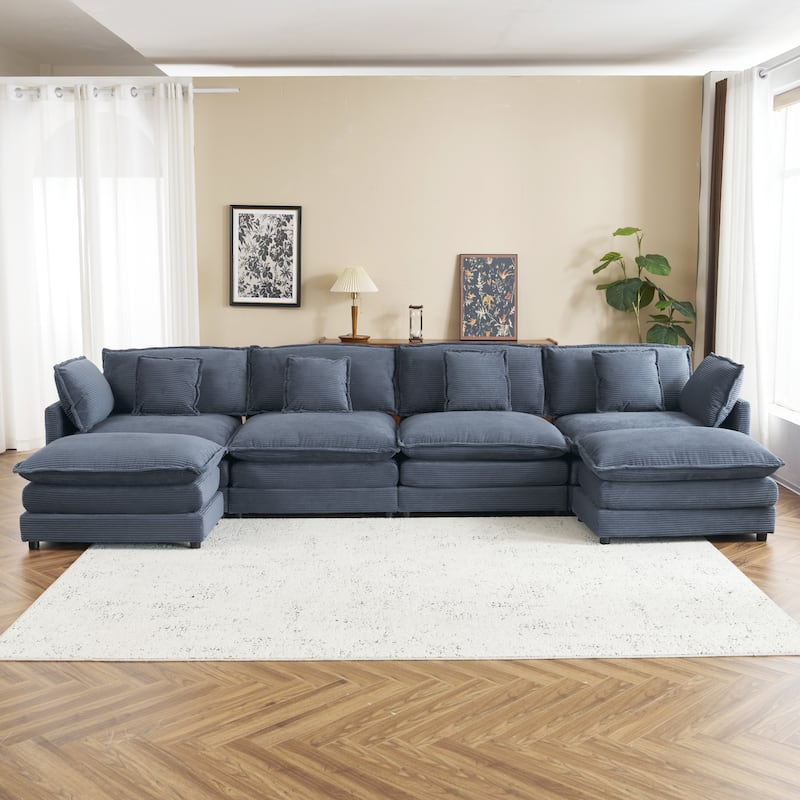 Convertible Sectional Sofa Cloud Couch U-Shaped Modular Sofa Sleeper