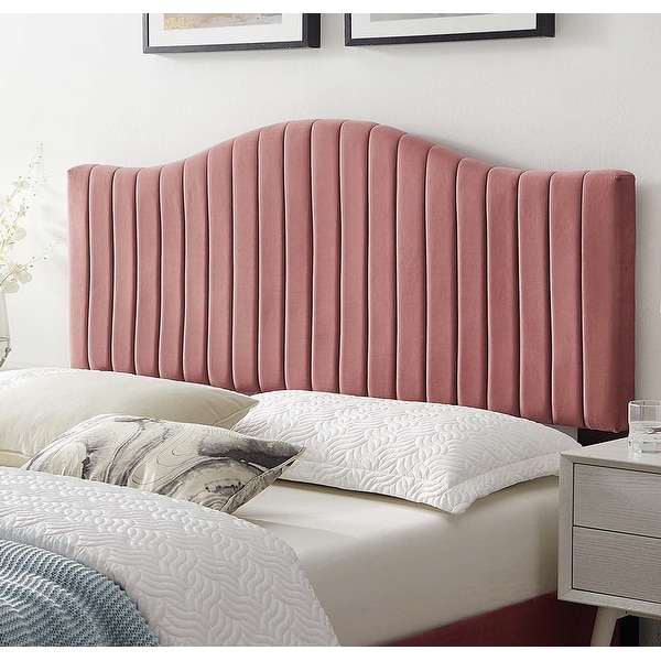 Findlay Arched Heather Pink Velvet Upholstered King California
