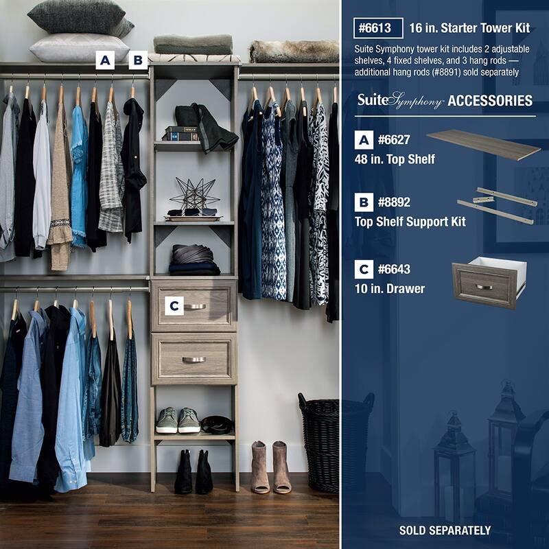 ClosetMaid SuiteSymphony Starter Closet 16-inch Wide Tower Kit