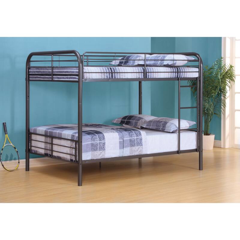 Full over Full Metal Bunk Bed with Reversible Ladder
