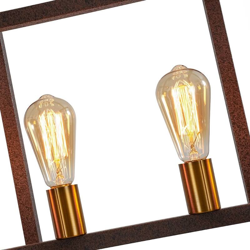 6-Light Black Rectangle Linear Island Pendant Farmhouse