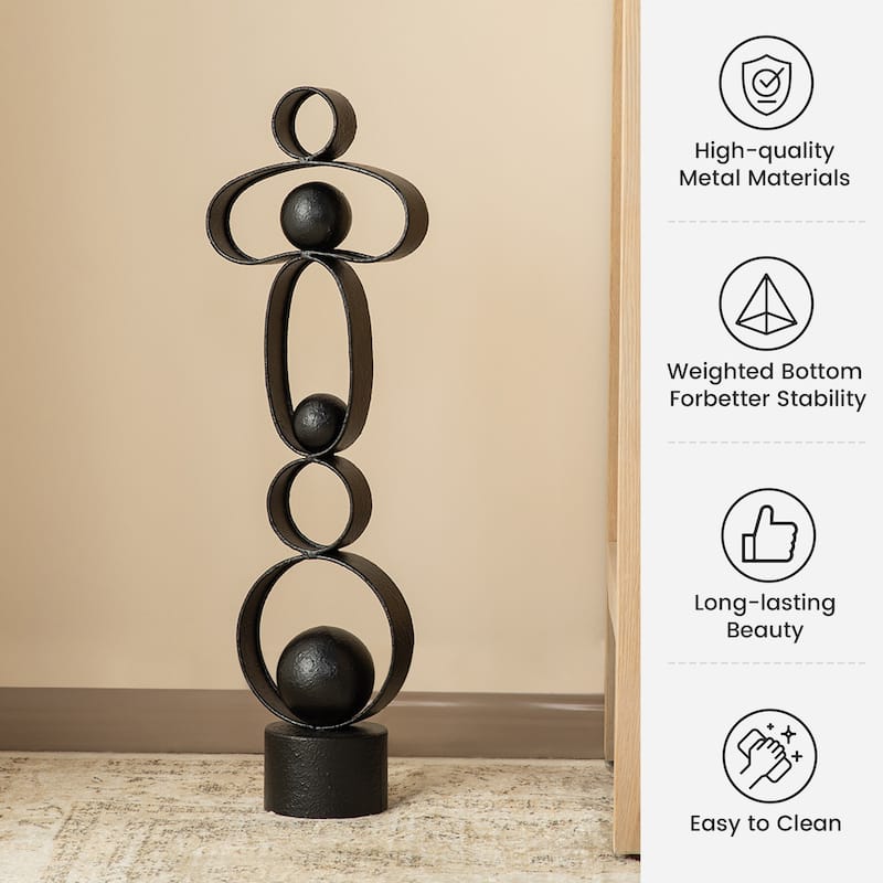 Glitzhome 25.50"H Modern Abstract Black White Metal Sculpture Table Decor