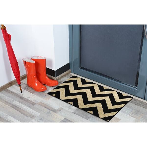Indoor Outdoor Doormat Black 24 in. x 36 in. Chevron Floor Mat
