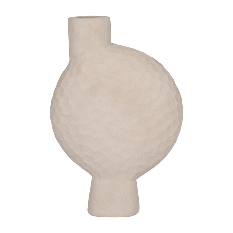 Sagebrook Home Stone Natual Round Hammered Vase - 8" x 3" x 11"