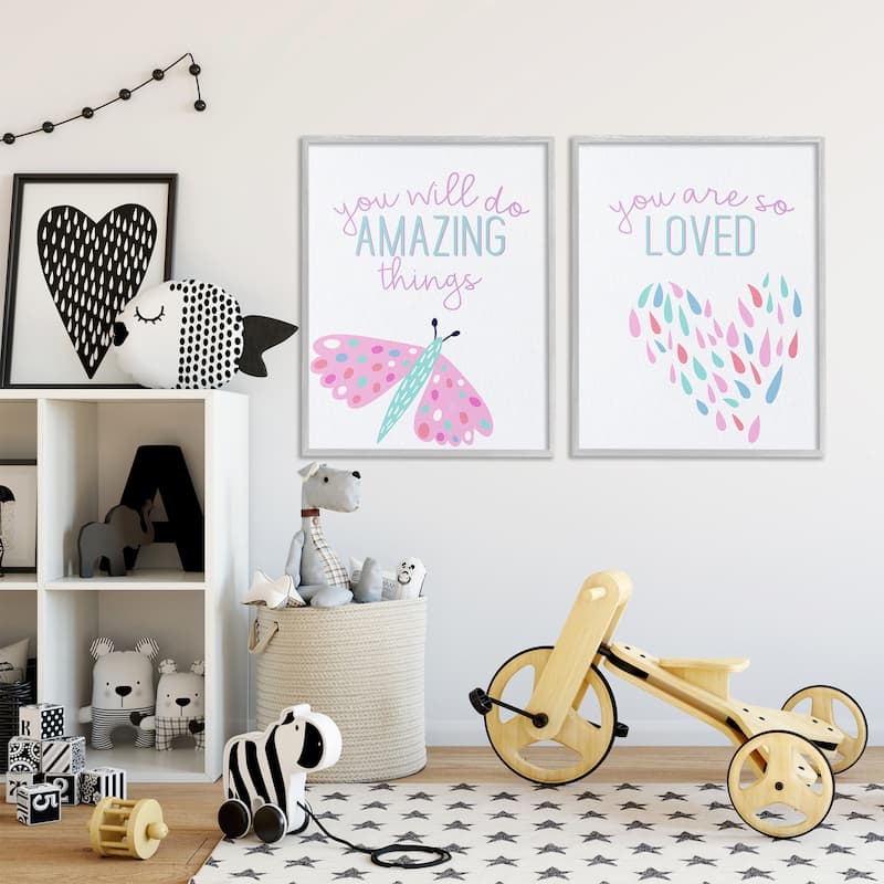Stupell Pastel Inspirations with Dragonfly Framed Giclee Art Design By Kim Allen (Set of 2)