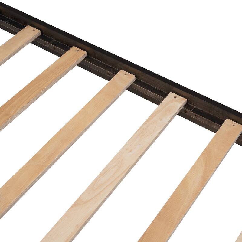 Full-Over-Full Bunk Bed with Twin Trundle, Storage, and Guard Rail in Espresso Finish