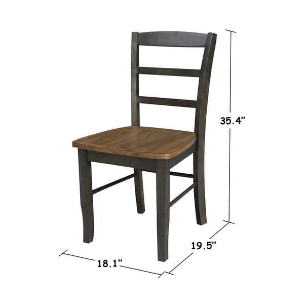dimension image slide 5 of 12, International Concepts Solid Wood Madrid Ladderback Chairs, Set of 2 - N/A