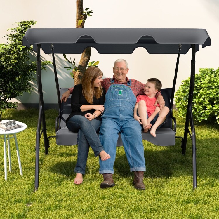 3 Seat Outdoor Patio Canopy Swing with Cushioned Steel Frame 67.5 x 43.3 x 60.5 L x W x H Bed Bath Beyond 31865612