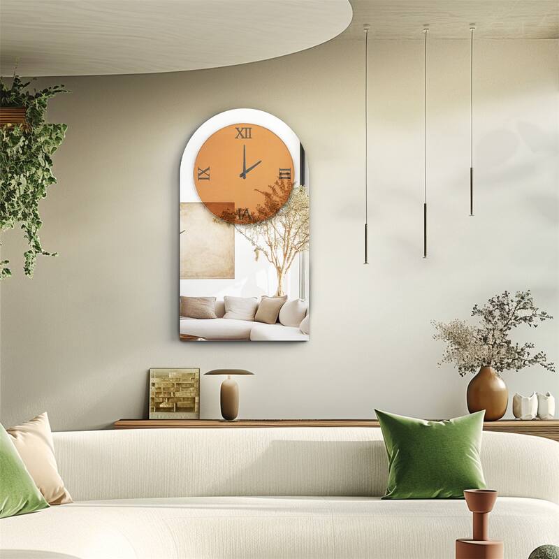 Large Wall Clock Mirror Finish Minimalist Long Oval for Living Room
