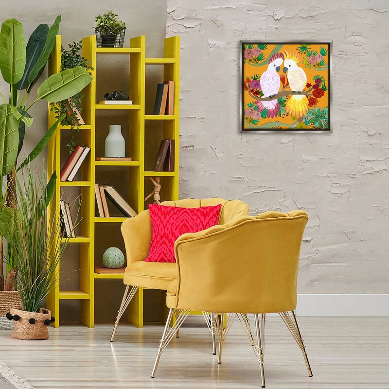 Stupell Bright Cockatoos & Foliage Framed Floater Canvas Wall Art Design By Kay Widdowson