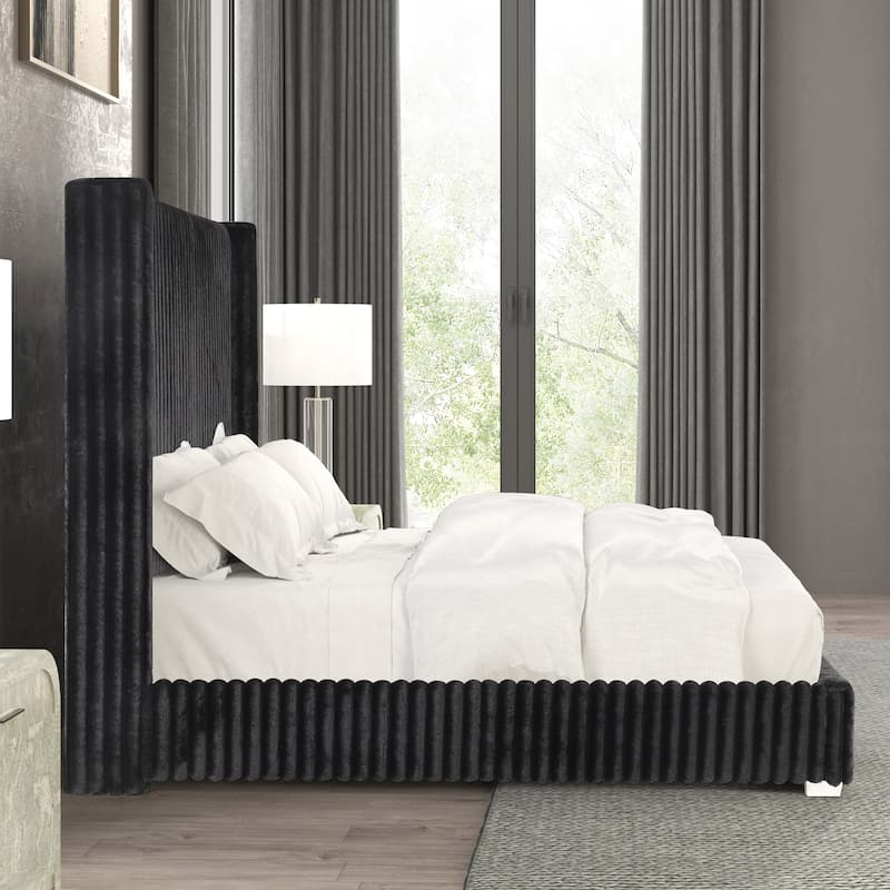 Furniture of America Draper Modern Chenille High Wingback Platform Bed