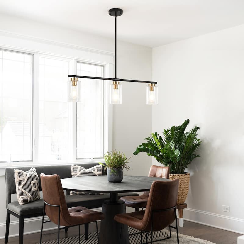 Modern Linear Ceiling Hanging Pendant Light With Adjustable Height for Living Room, Foyer