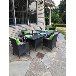 Malta Outdoor Transitional 7 Piece Wicker Dining Set with Water-Resistant Cushions by Christopher Knight Home