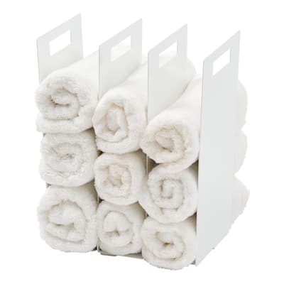 Yamazaki Home Towel Storage Organizer, Steel - L 5.71 x W 5.71 x H 11.81 inches
