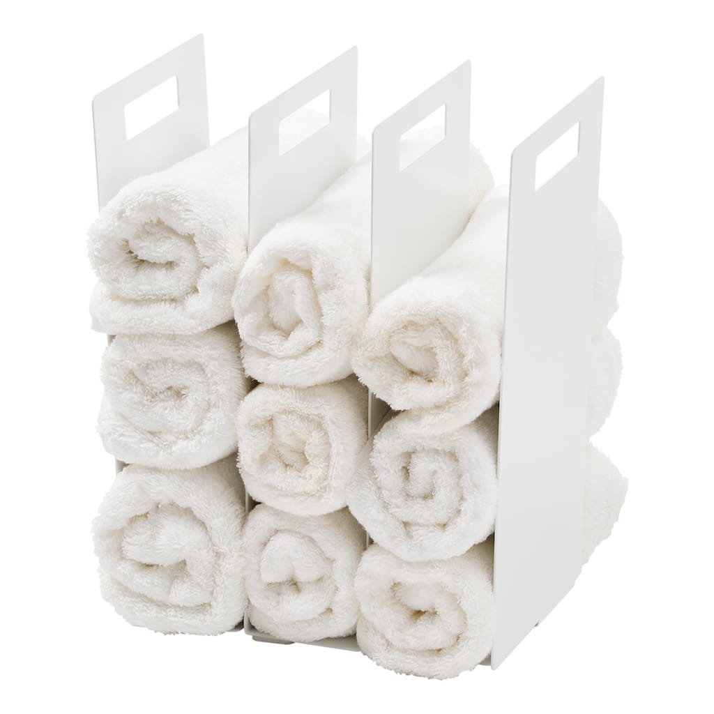 Yamazaki Home Towel Storage Organizer, Steel - L 5.71 x W 5.71 x H 11.81 inches
