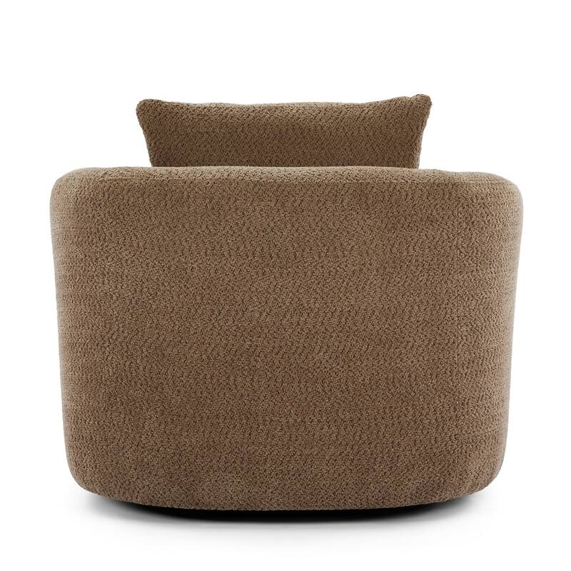 Chenille Upholstered Swivel Barrel Sofa Chair