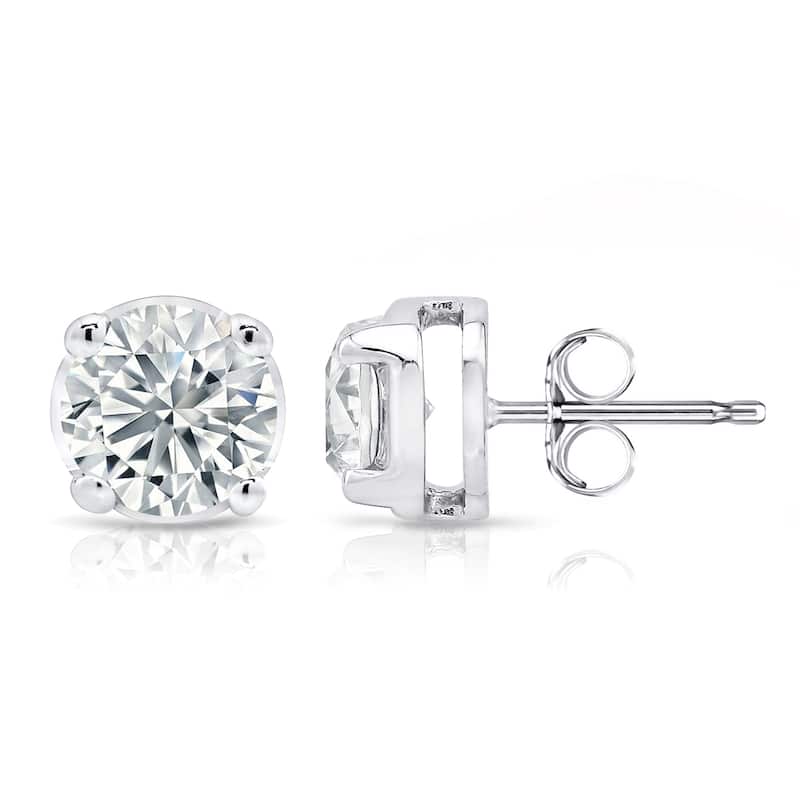 Auriya 14k White Gold Lab Grown Round Diamond Stud Earrings 0.90 ct. tw. Push-Back (E-F SI)