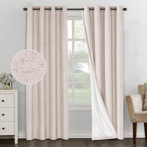 PrimeBeau Linen Blended 100% Blackout Waterproof Coating Themal Insulated Curtains
