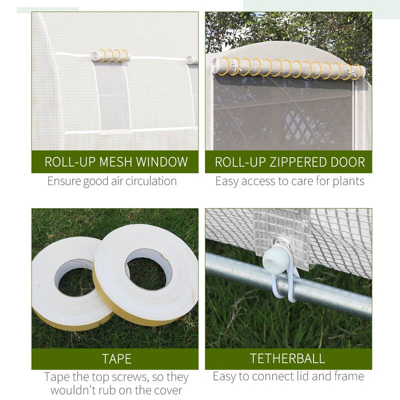 Outsunny 19' x 10' x 7' Walk-In Tunnel Greenhouse Garden Warm House Large Hot House Kit with 8 Roll-up Windows & Roll Up Door