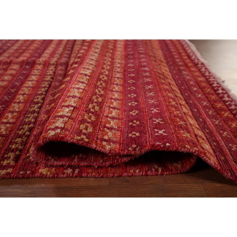 Checkered Moroccan Large Oriental Area Rug Hand-Knotted Wool Carpet - 9'8" x 13'11"