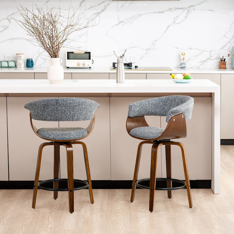 Glitzhome Set of 2 or 4 Modern Counter & Bar Height Wooden Swivel Bar Stools