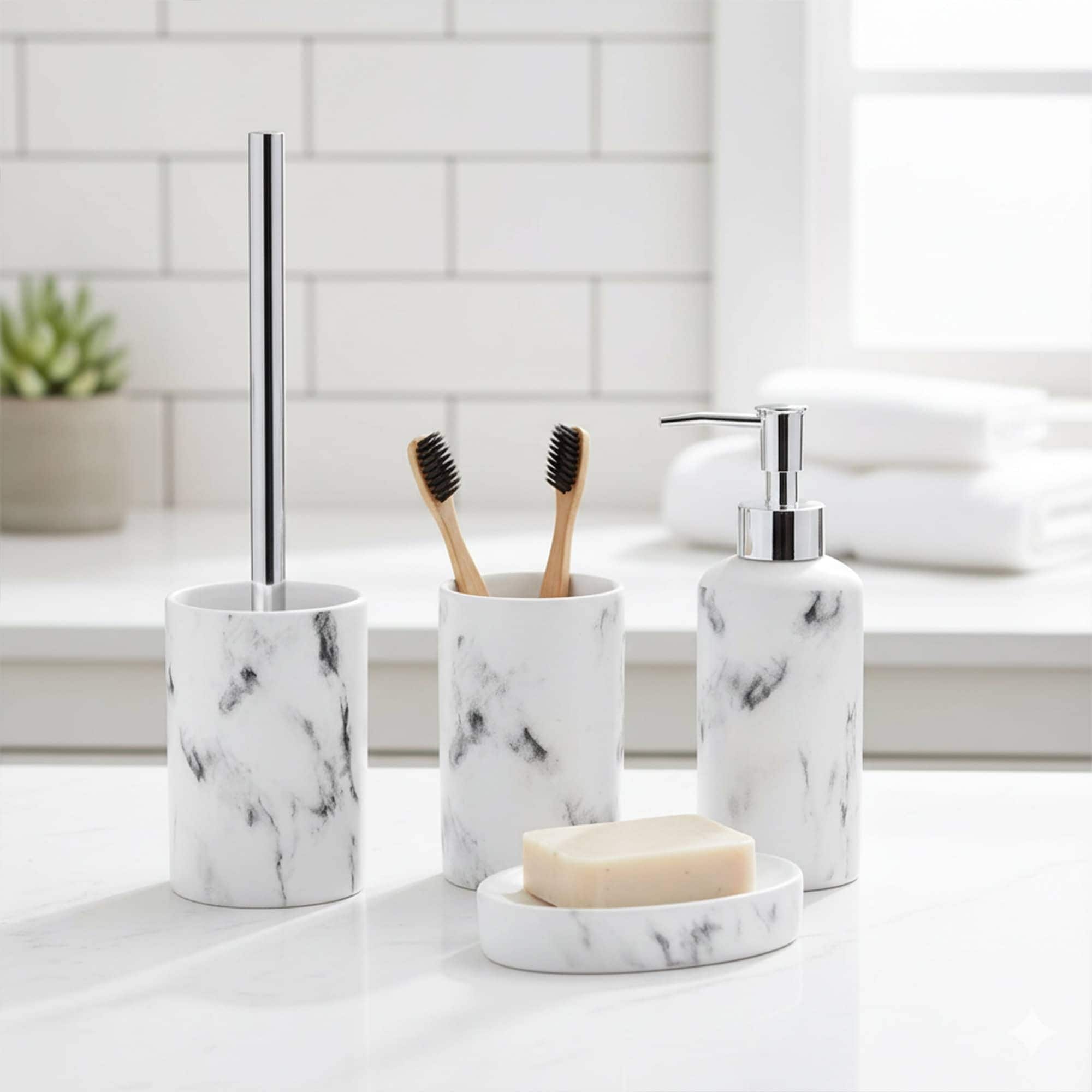 Marble Collection Bath Accessory Set Pieces