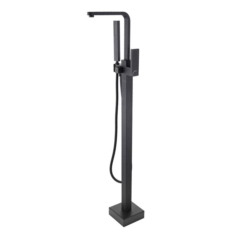 Freestanding Bathtub Faucet with Hand Shower - Black