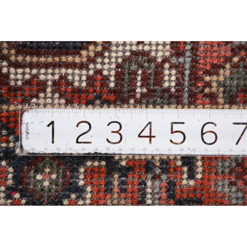 Hand Knotted Oriental 100% Wool Carpet Traditional Medallion Navy Blue & Blues Heriz (serapi) Area Rug - 3' 0'' X 2' 0''