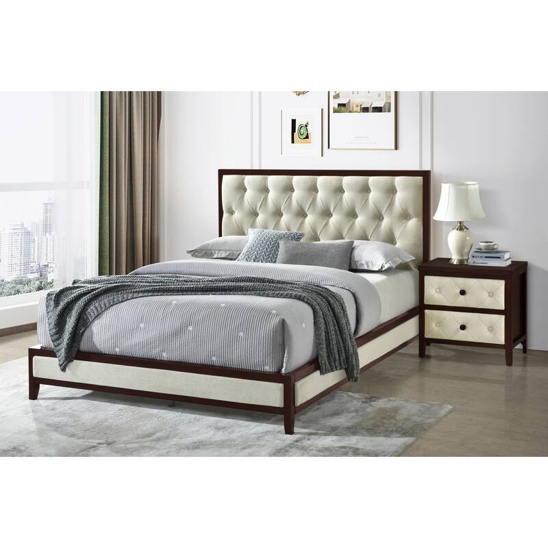 Luxurious Cherry Espresso 1-Pc Nightstand w/ Designed Drawers for Bedroom - Espresso