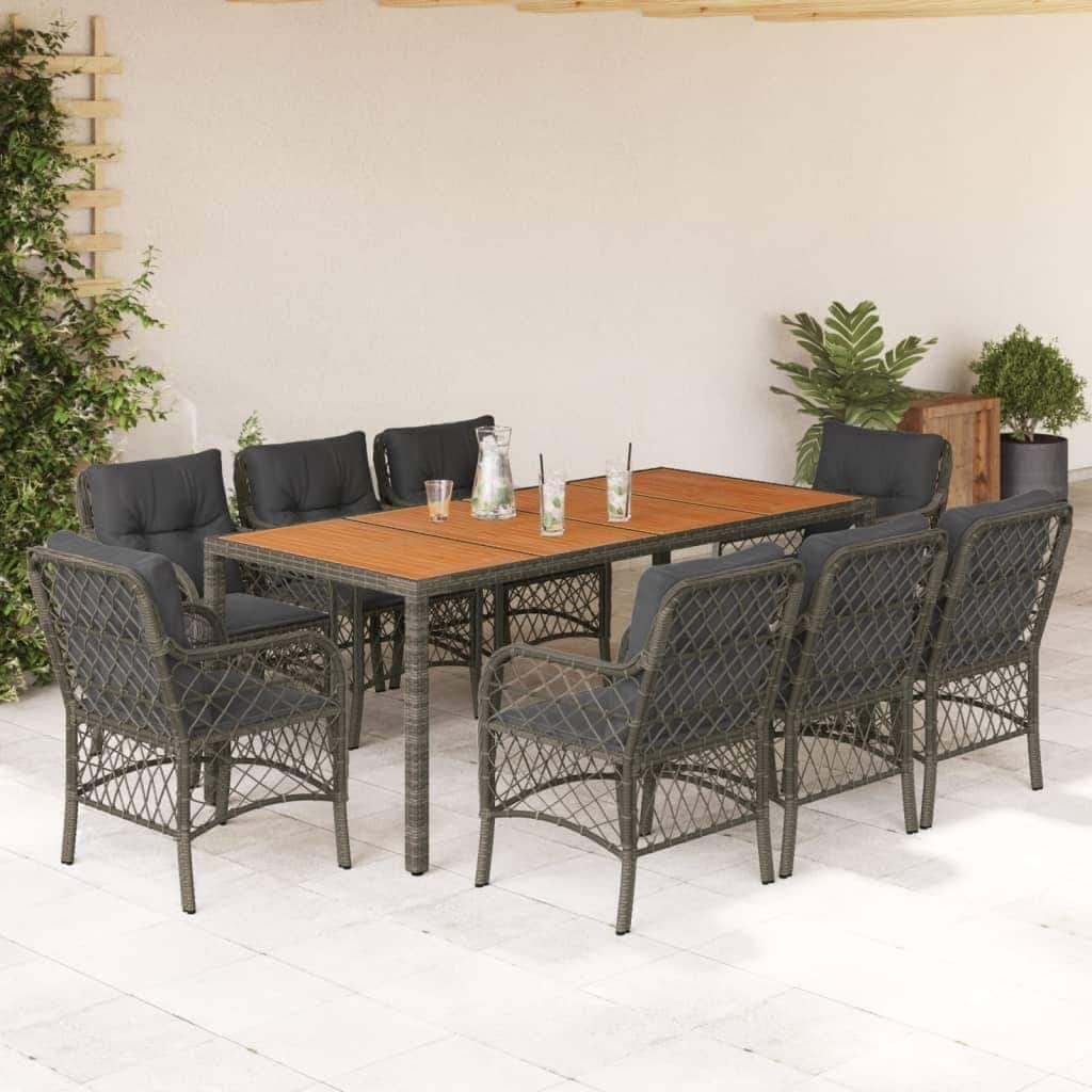 vidaXL Bistro Set with Cushions Outdoor Garden Furniture 3 Piece Poly Rattan - 35.4 x 35.4 x 29.5