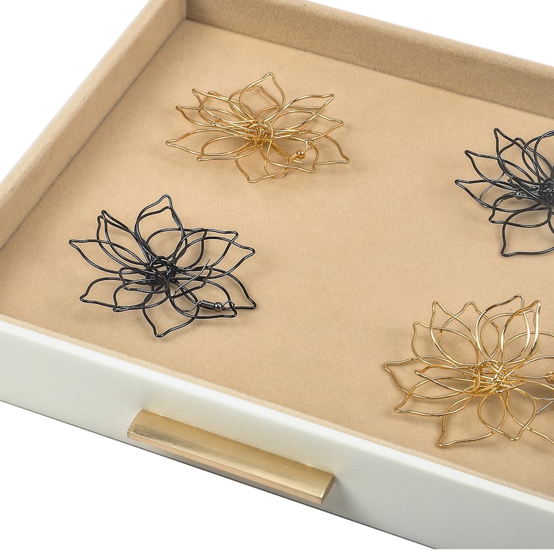 Modern White 4-Layer Jewelry Box with Glass Lid Jewelry Organizer with 3-Drawer - N/A