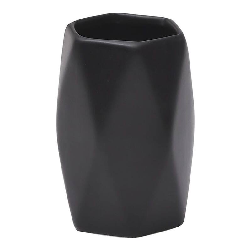 Diamond Bath Set Accessories White or Black - Tumbler Only - Black