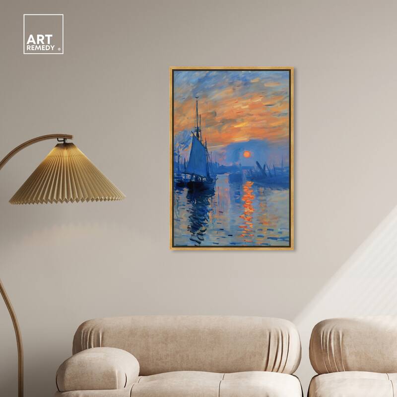 Art Remedy Till Dusk Framed Sailing 1 Piece Canvas Wall Art