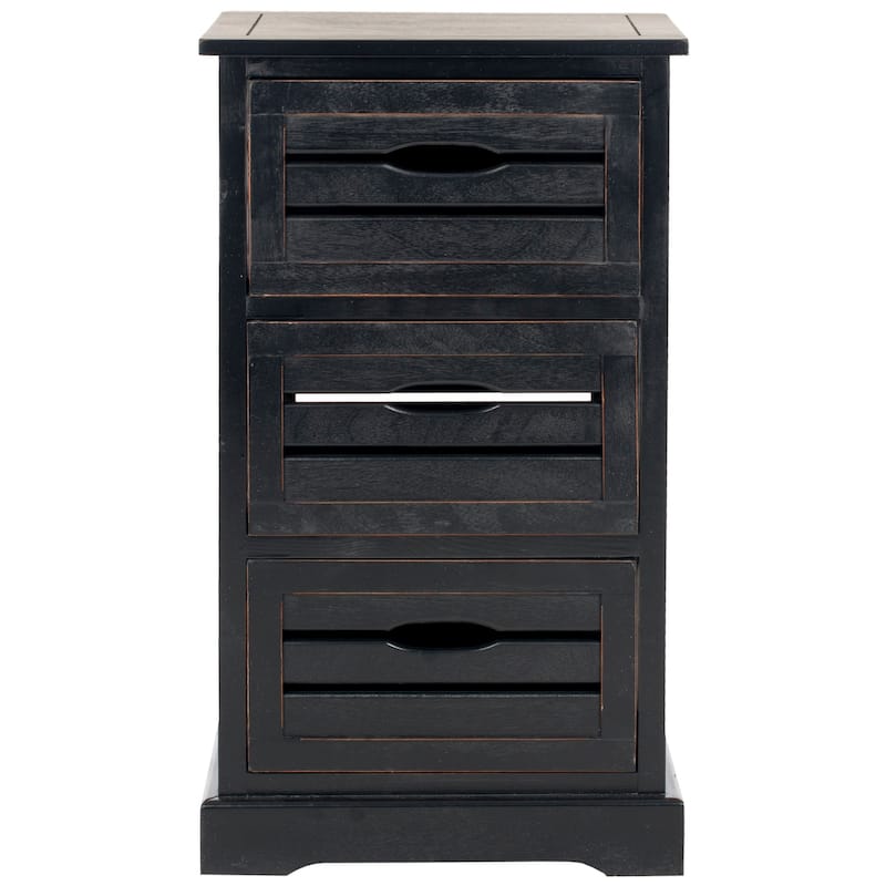 SAFAVIEH Cherry 3-Drawer Storage Cream Cabinet - 16.5" x 12.6" x 29.5" - 17Wx13Dx30H - Distressed Black