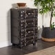 preview thumbnail 1 of 15, Black Faux Leather Vintage 4 Drawer Room Chest with Buckle Straps and Gold Stud Details