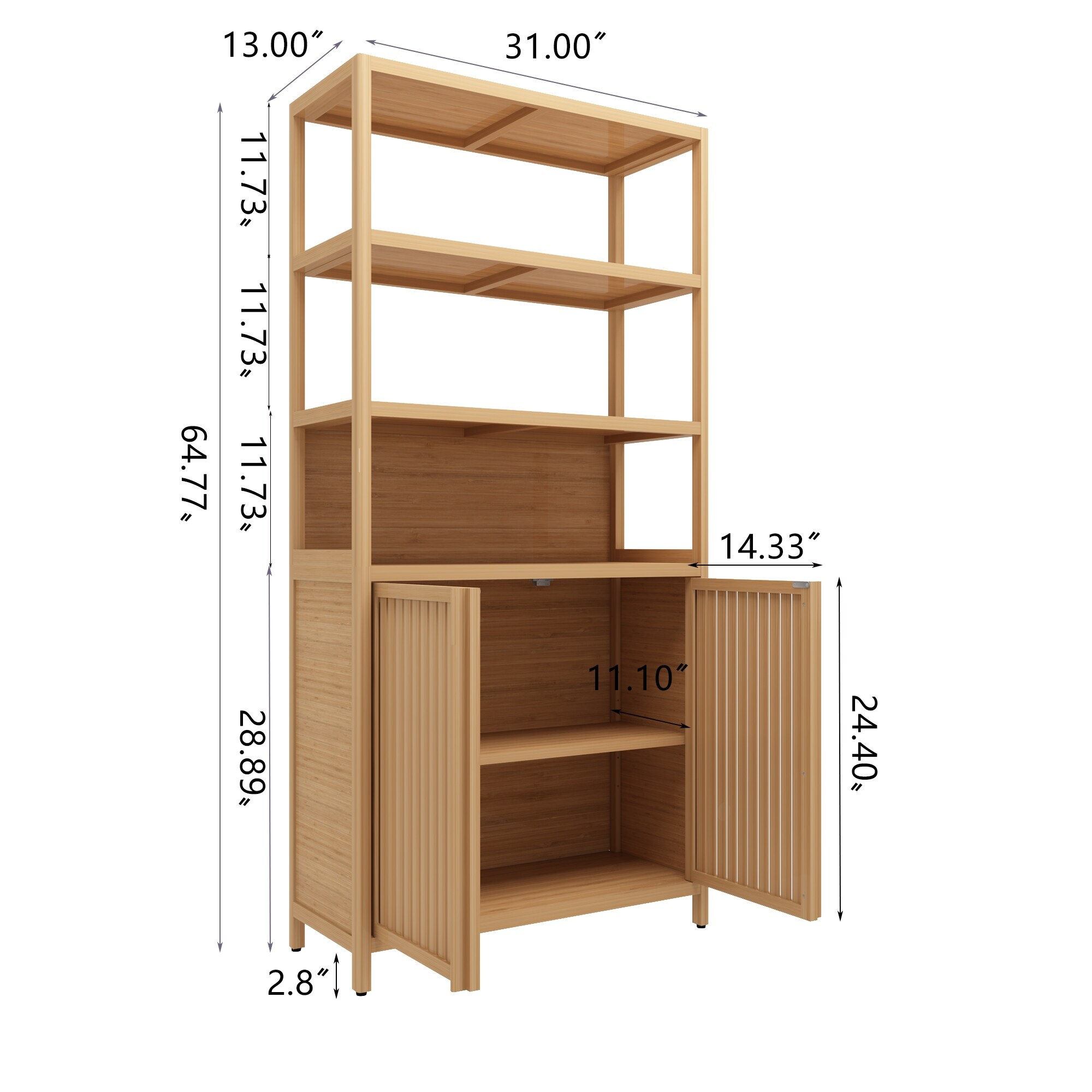 GDFStudio - Freestanding 64.77'' Bamboo Linen Tower Organizer
