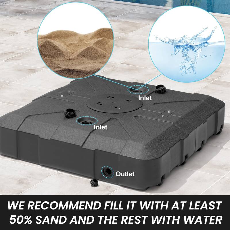 9 x 11 FT Outdoor LED Lighted Double Top Patio Cantilever Umbrella with Base