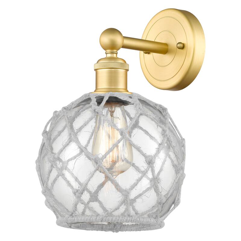 Innovations Lighting Endless Possibilities Edison - Farmhouse Rope - 1 Light 8" Sconce - Clear Glass with White Rope/Satin Gold
