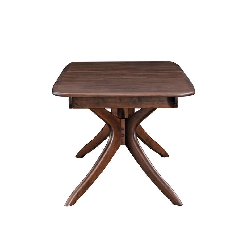 Furniture of America Abigail IV Mid-Century Modern 5-Piece Rich Walnut Solid Wood 79-inch Extendable Dining Set