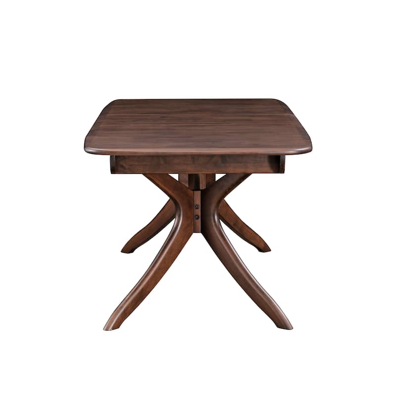 Furniture of America Abigail IV Mid-Century Modern Walnut Extendable Self-Storing Dining Table