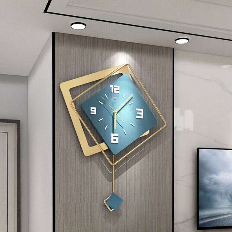 Metal Novelty Clock Green Living Room Decor Silent Wall Clock - 16*21in - 16*21in - Green