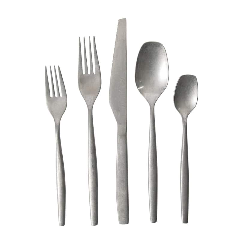 Bloomhouse 20 Piece Flatware 18/10 Stainless Steel Silverware Cutlery Utensil Set With Acacia Wood Caddy - Service for 4