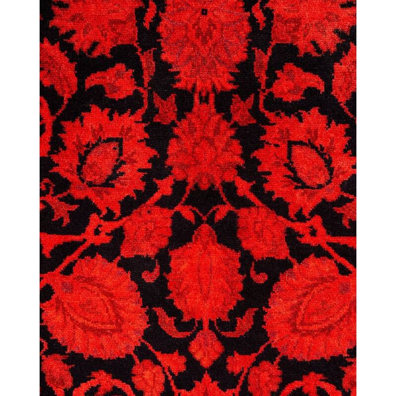 Overton Hand Knotted Wool Vintage Inspired Modern Contemporary Overdyed Red Area Rug - 3' 1" x 5' 1"