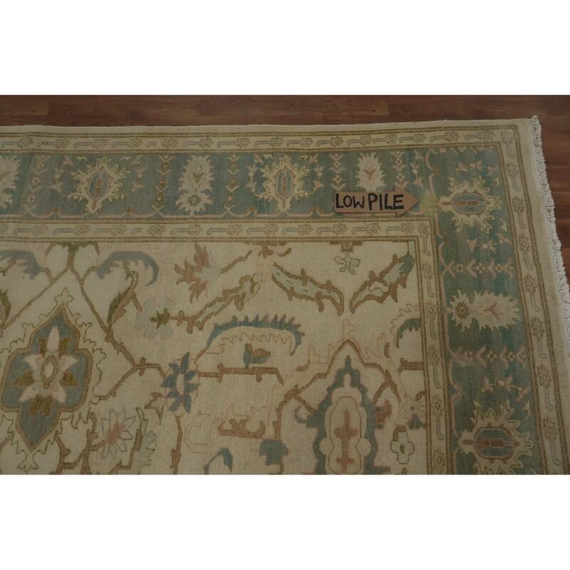 Hand Knotted Oriental 100% Wool Carpet Traditional All-Over Beige & Ivories Ziegler Area Rug - 9' 5'' X 7' 8''