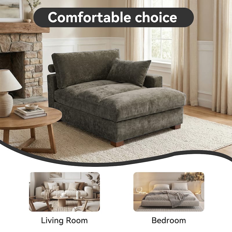 42"W Chenille Upholstered Chaise Lounge