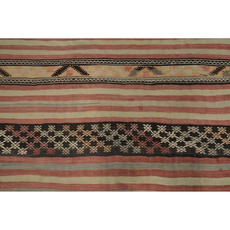 Hand Woven Oriental 100% Wool Carpet Southwestern Tribal Multi-Colored Kilim Area Rug - 9' 9'' X 5' 0''