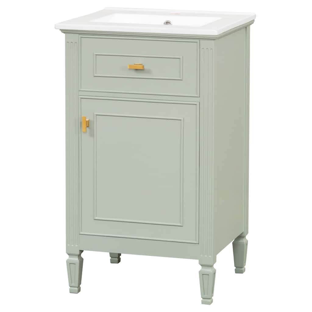 20" Bathroom Vanity Cabinet Free Standing with Sink with Tilt Out Drawer and Adjustable Shelf - 20 in.W x 18.4 in.D x 33.8 in.H